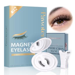 Pawotence Magnetic Eyelashes without Eyeliner Magnetic Lashes with Applicator, Soft Magnets False Eyelashes Magnetic Lashes, No Glue No Eyeliner Needed Easy to Wear Reusable Magnetic Eyelashes Kit