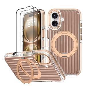 Clear Case for iPhone 13 Pro Case with Magnetic 360 Rotatable Ring Stand [ Compatible with MagSafe ], Heavy Duty Military Grade Cover with Ring Kickstand for Women Men, Transparent