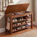 Shoe Rack Bench with Storage 3 Tier Solid Wood Entryway Shoe Rack 31.5"