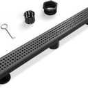 SaniteModar Linear Shower Drain, Matte Black Shower Drain 36 inch with Removable Grate,Brushed 304 Stainless Steel Shower Drain Include Hair Strainer,Adjustable Leveling Feet