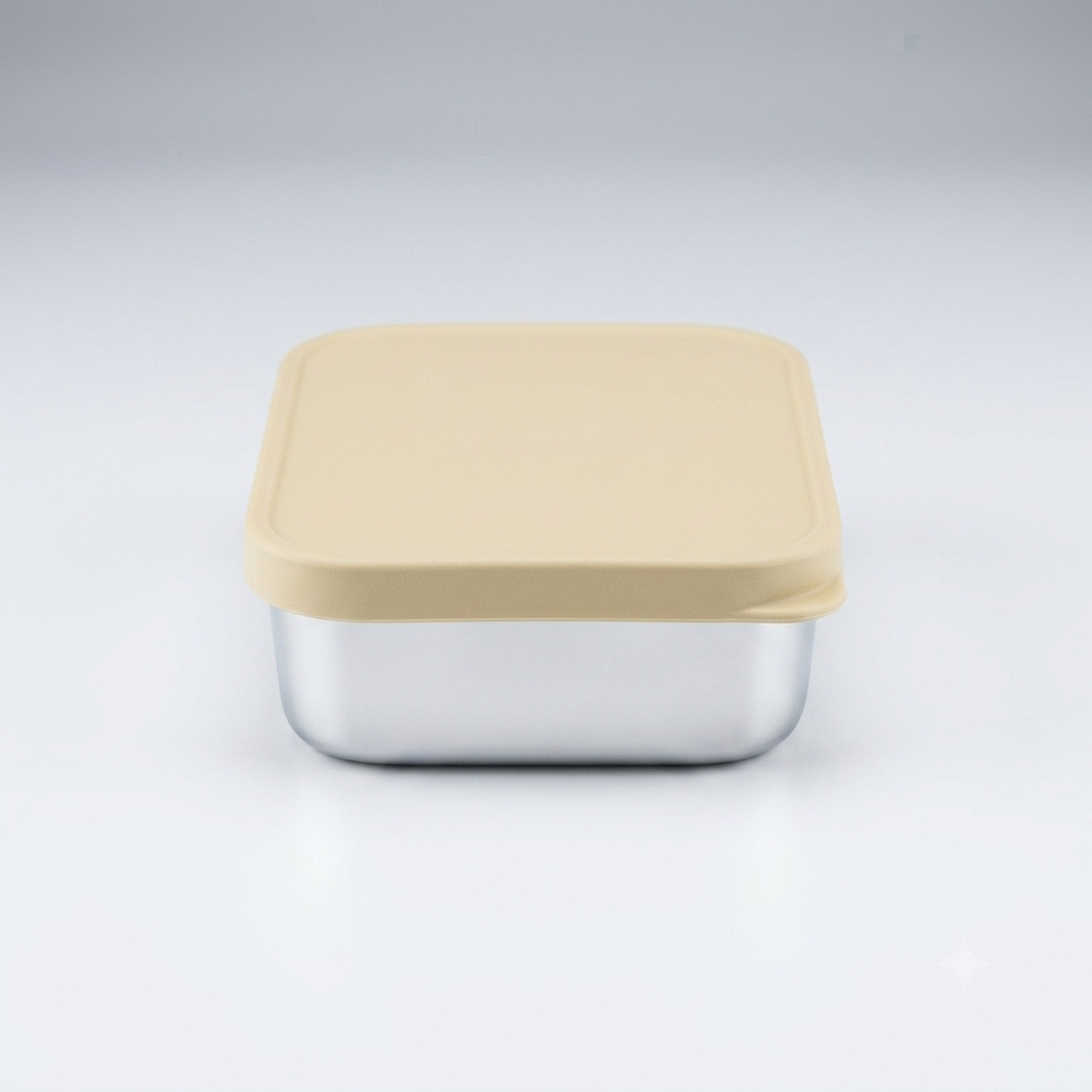 Stainless Steel Containers with Lids, Lunch Box Container with Leak Resistant Silicone Lid, Small Lunch Containers for Meal Prep, Picnic and Travel，700ml (Yellow)