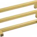 goldenwarm 25 Pack Brass Kitchen Hardware Gold Drawer Pulls - LSJ12GD160 Brushed Gold Cabinet Knobs Square T Bar Dresser Drawer Pulls for Cabinets Bathroom Handles 6-1/4" Hole Centers