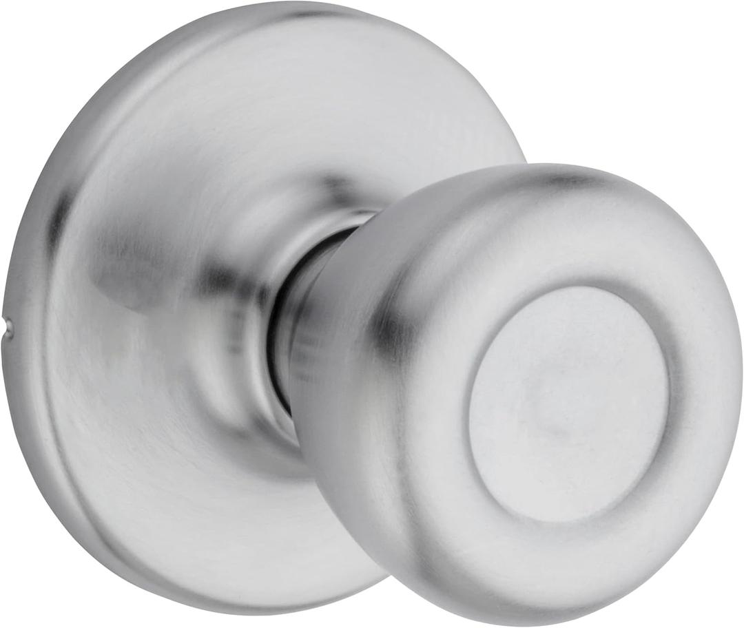 Kwikset Tylo Interior Passage Door Knob, Handle For Closet and Hallway Doors, Non-Locking Doorknob, Satin Chrome, 1 Count (Pack of 1)