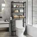 VASAGLE BARNET Collection - Over the Toilet Storage, Over Toilet Bathroom Organizer with Adjustable Shelves and Basket, 3 Hooks, Space Saving, 9.4 x 23.6 x 68.1 Inches, Ebony Black UBTS114BE01S