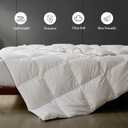Lightweight Queen Down Comforter for Hot Sleepers & Summer - Noiseless Luxury Duvet Insert with 8 Corner Loops & Black Trim, White 90"x90"