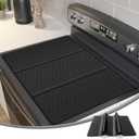 Suclain Stove Top Cover for Electric Stove 28" x 20" Foldable Glass Cooktop Protector Black Flat Silicone Mat Induction Ceramic Cooktop Oven Top Cover Dish Drying Mat for Christmas gifts