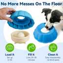 Dog Lick Bowl Ball Slow Feeder, Licking Bowl for Liquid Treat with Rolling Spin Sphere Roller Licker, Licky Feed Calming Anxiety Relief Enrichment Yogurt (Blue)