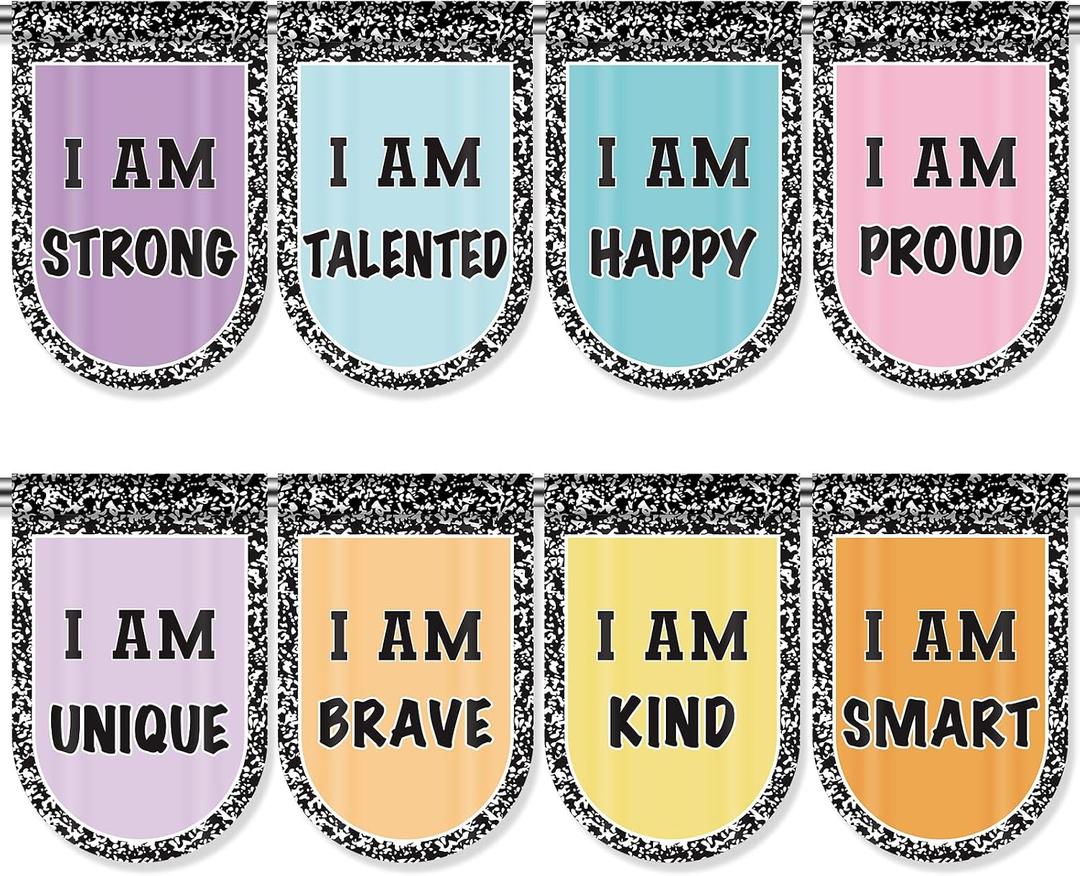 Tudomro 8 Pcs Motivational Classroom Curtain, 36" x 24", Pastel Composition, 23.6"W x 35.4"L