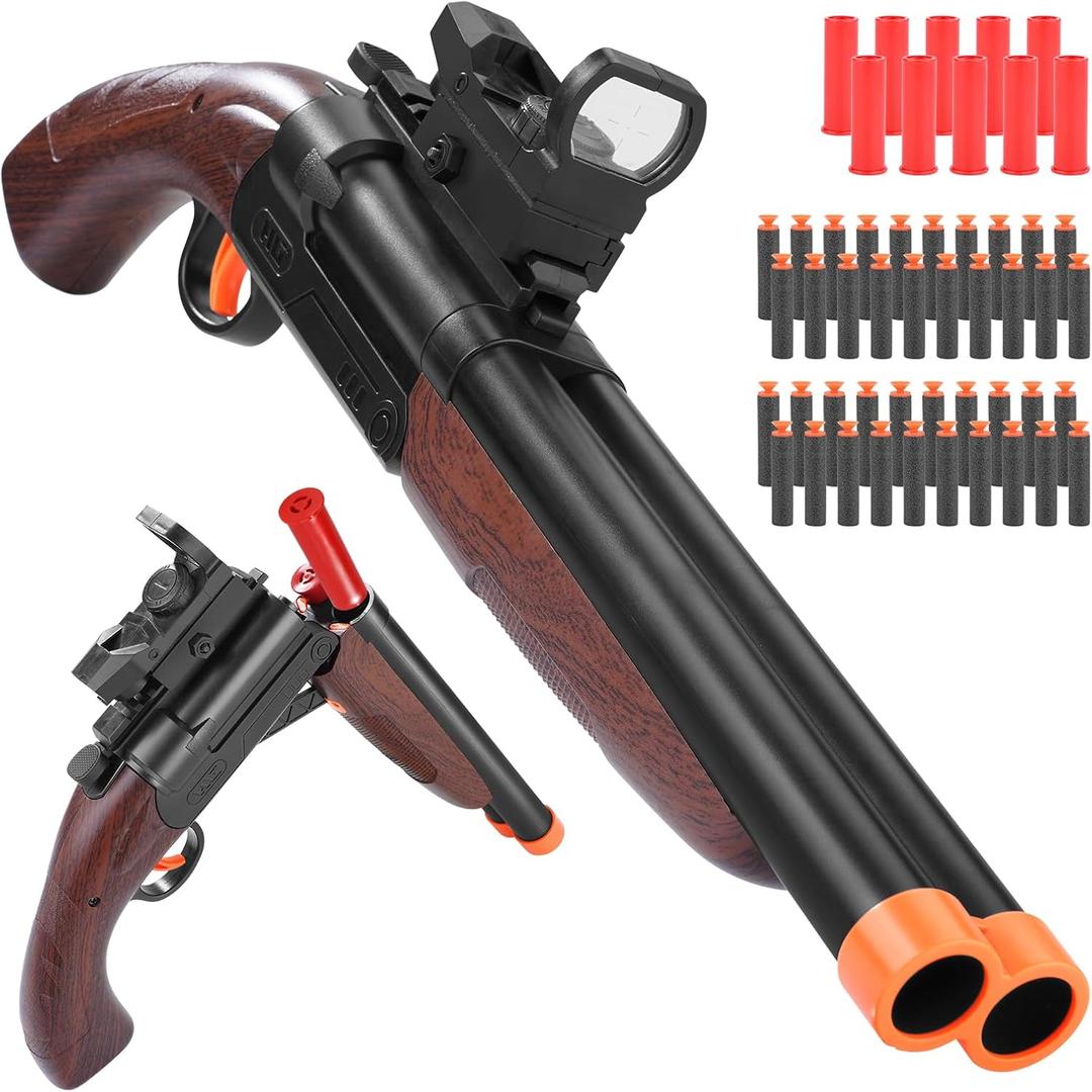 Eaciilee Toy Gun Soft Bullet Shotgun Toy Educational Model Shooting Games (Double Barrel)