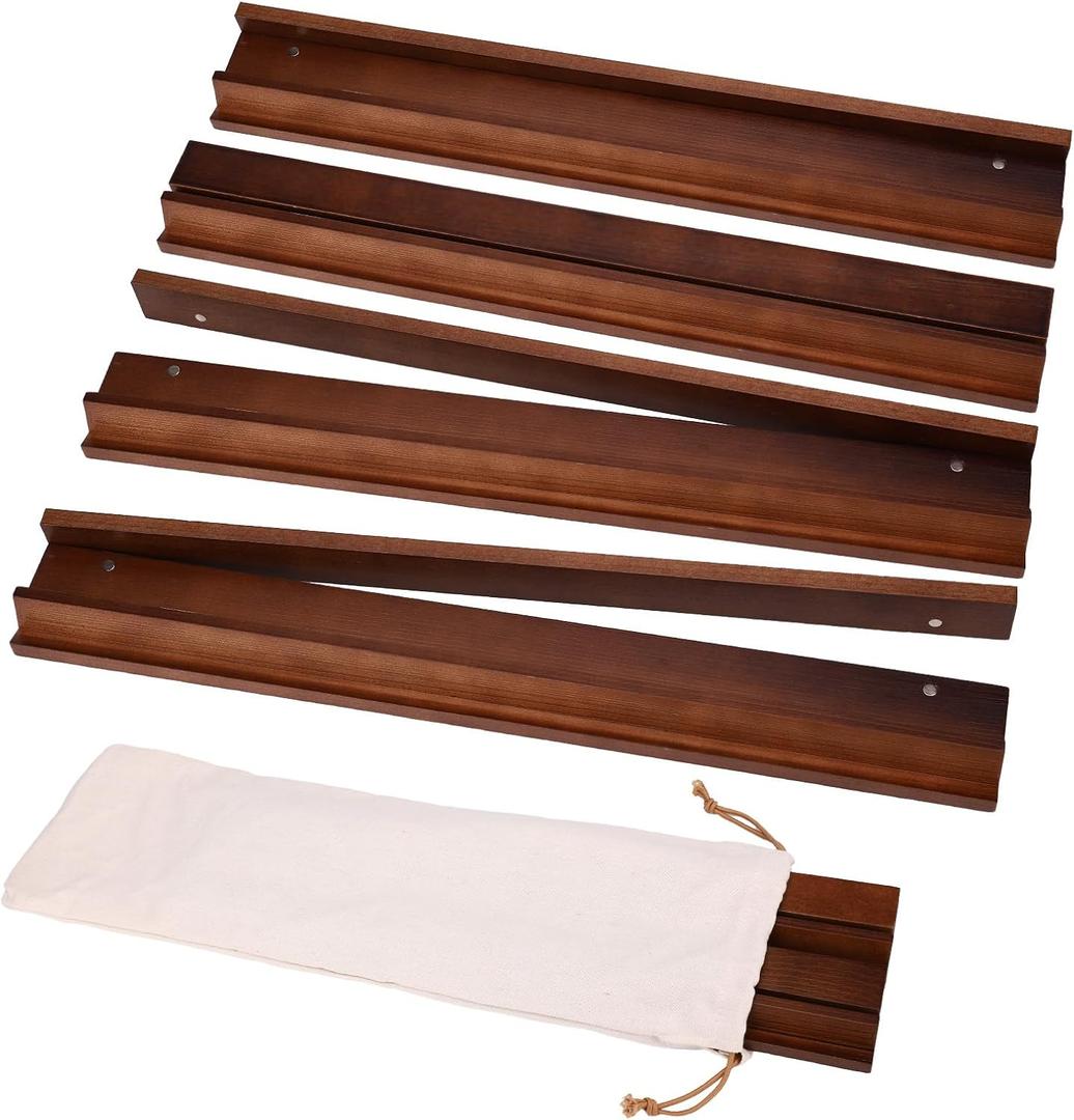 4pcs Wooden Mahjong Racks with Pushers Set, American Mah Jong Racks