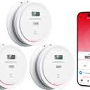 3 Packs Wi-Fi Smoke Detector Carbon Monoxide Detector Combo with App Notifications, Smart Smoke and Carbon Monoxide Detector with LCD Display & Replaceable Battery, Compatible with Tuya Smart