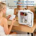 NEWBULIG Mini Fridge for Bedroom, Office & Car, Portable 4L/4.23QT Mini Refrigerator for Skincare with Handle, Ultra-Quiet Energy-Saving Compact Cooler for Drinks, Food, Skincare & Makeup, 12V AC/DC