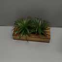 MyGift 10 Inch Artificial Green Grass Plants in Deluxe Acacia Solid Wood Decorative Planter Pot, Faux Greenery in Rectangular Wooden Container (9.5 Inch, Brown)