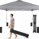 OLIXIS 10x10ft 1-Person Pop Up Canopy Tent, Heavy Duty One Push Setup Portable Outdoor Shelter for Beach Events Camping with Rolling Carry Bag, Dark Grey