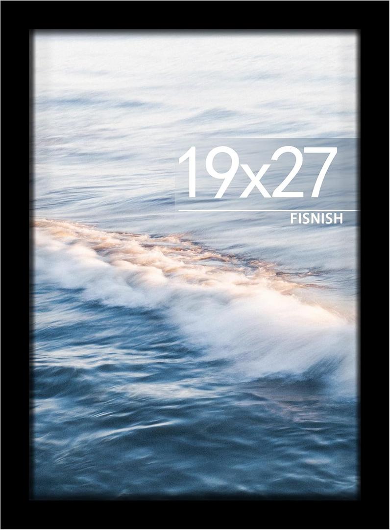 19x27 Picture Frame, Black 19 x 27 Poster Frame for Horizontal or Vertical Wall Mounting, 1 Pack