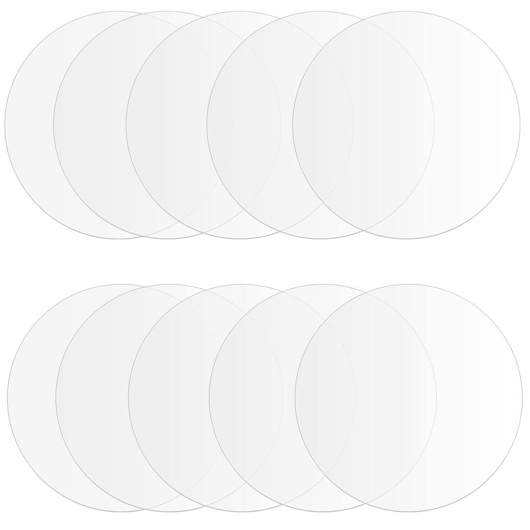 PINGEUI 10 Pieces 10 Inch Clear Acrylic Disks, 1/12Inch Thick Transparent Round Acrylic Disc, Thick Circle Acrylic Sheets for Sign, DIY Crafts, Painting Tray
