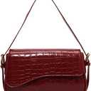 Women's Small Shoulder Bag Clutch Y2KPurse Handbag PU Leather Tote Bag with 2 Removable Straps and Zipper Closure Crossbody Bags (Crocodile red)