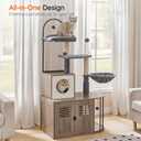 HOOBRO Cat Tree with Litter Box Enclosure, Arched All-in-One 31.5" Cat Tower with Hidden Litter Box Furniture for Indoor Cats, Versatile Cat Condo with Sisal Posts, Hammock, Greige and Gray BG45MZ03