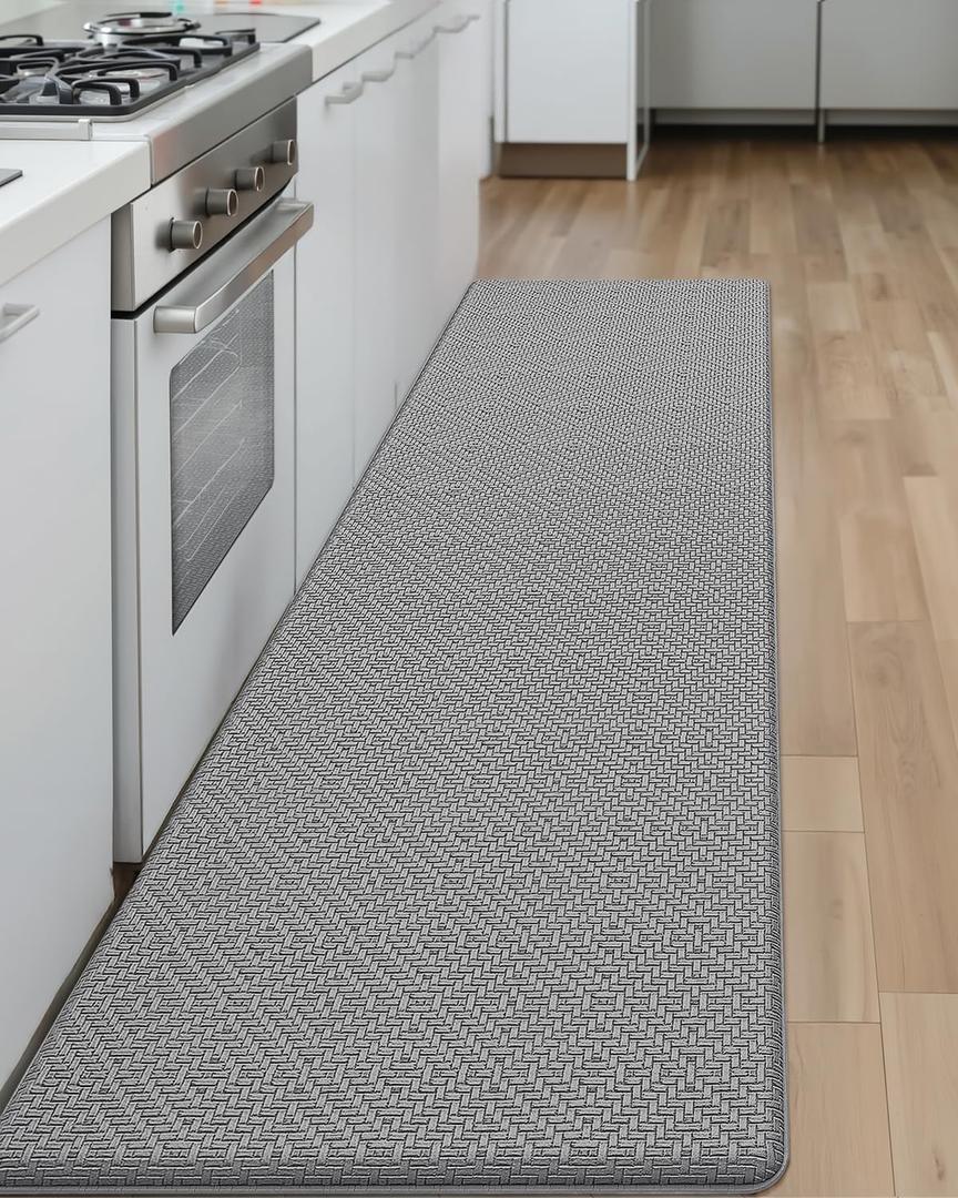 Color&Geometry Kitchen Mat,Cushioned Anti Fatigue Kitchen Mats for Floor,Long Foam Padded Standing Runner, Non-Slip Waterproof Rug for Sink, 17"x 79", Grey