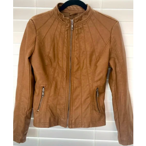 Lock & Love Leather Jacket, Brown, XS 