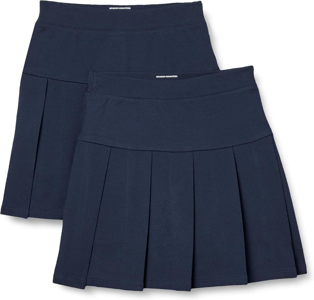 Amazon Essentials Girls' School Uniform Pleated Skort, Pack of 2 (XX-Large, Navy)