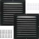 2pcs Attic Vent Soffit Vent Aluminum Wall Vent Metal Shed Vent Square Vent Louver Vent Grille with Built-in Insect Screen for Exterior Door House Attic Garage Ceiling (Black 12" x 12"-2 Pack)