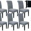 SPRINGRICO 6 Pack Dining Room Chair Covers with seat Belt, Stretch Parsons Chair Slipcover Washable Kitchen Dining Chair Cover Removable Seat Protector Set of 6, S1- Gray