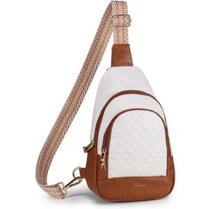 Crossbody Bags for Women Anti Theft Small Sling Handbag with Zipper Lock Vegan Leather RFID Blocking Chest Pure (Beige Brown)