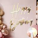 Yousoontic 23 x 20 Inches Happy Birthday Sign for Backdrop Large Happy Birthday Sticker Acrylic Mirror Decal Letter Sticker for Balloon Arch Party Sign Wall Decor, Peel Off The Acrylic Film(Gold)