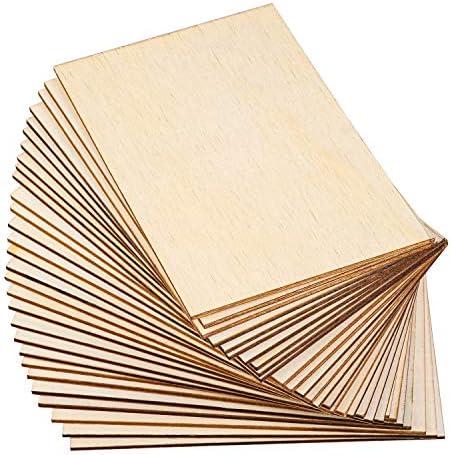 Ruisita 60 Pieces 6 x 4 Inch Rectangle Unfinished Wood Pieces Blank Sharp Corners for DIY Hand-Made Project and Home Decor