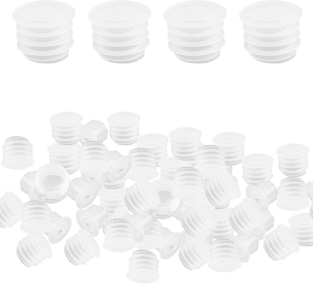 Salt Shaker Stoppers, 150Pcs Plastic Salt Shaker Plugs Transparent Salt and Pepper Shaker Stoppers Round End Cap Replacement for Pots Bottles Pipes (Diameter 14.5mm)