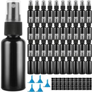 60 Pcs Small Spray Bottle Bulk, 30ML 1Oz Black Empty Spray Bottles Plastic Fine Mist Spray Bottles with Cap & Funnel, Small Refillable Sprayer Liquid Containers for Perfume, Cleaning, Essential Oil