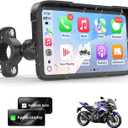 Portable Motorcycle CarPlay HD Touch Screen, Motorcycle GPS Navigation System with Apple Carplay and Android Auto, IP67 Waterproof, Support Tire Pressure settings, Bluetooth, Voice Control, Navigation