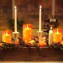 NURADA Flameless Candles with Remote Timers: Built-in Star String Lights 3D Wick Battery Operated Flickering LED Electric Candles for Halloween Thanksgiving Dinner Tables Fall Home Decor Orange 3 Pack