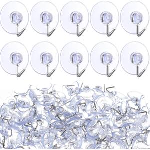 100 Pcs Mini Suction Cup Hooks for Glass Window 0.87 InchWindow Suction Cups with Hook Removable Clear Plastic String Lights Hold for Holiday