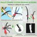 Grefinity Manual Pole Saw for Tree Trimming, 27 FT Manual tree purner with 8 Fiberglass Handles, Sharp steel Blade and Scissors, Easy to Carry and Extendable Design for Tree Maintenance, Green