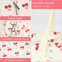 Lunch Box for Women,Insulated cherry Corduroy Lunch Tote Cute Lunch bag with Shoulder Strap, Multiple Pockets, Adult Teacher Nurse Bento Lunch Box for Women for work Picnic