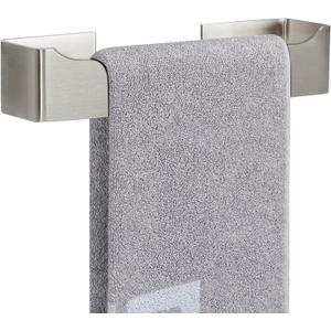 NearMoon Self Adhesive Hand Towel Holder/Towel Ring, Stainless Steel Hand Towel Bar Rustproof Stick on Wall-Towel Rack for Bathroom/Kitchen, Square Sticky and Wall Mounted (9 Inch, Brushed Nickel)