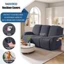 TAOCOCO Recliner Loveseat Cover, Stretch Jacquard Reclining Loveseat Cover Furniture Protector Sofa Slipcovers 2 Seat Recliner Covers with Elastic Bottom for Kids, Pets (Dark Grey)