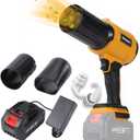 Small Cordless Leaf Blower,Leaf Blower Cordless,35000RPM Turbo Jet Blower, with 1 X 24VX 4.0Ah Battery and Charger,for Patio Cleaning, Lawn Care, Car Cleaning and Dust Etc,2 Blowing Nozzles-Yellow