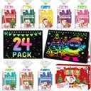 FEREDO KIDS Party Favors for Kids: 24 Pack Christmas Rainbow Scratch Art Notebook Classroom School Supplies Bulk for Girls Boys Goodie Bags Stuffers, Return Gifts for Birthday Party Gift Kid Crafts