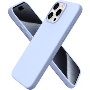 ORNARTO Compatible with iPhone 15 Pro Max Case 6.7", Slim Liquid Silicone 3 Layers Soft Gel Rubber Shockproof Protective Phone Cover with Anti-Scratch Microfiber Lining-Baby Blue