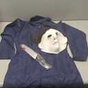 Halloween Killer Costume Kids Blue Coveralls Jumpsuit Scary Mask Knife Outfit Horror Cosplay Suit for Boys Girls (Medium)