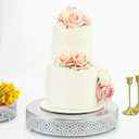 Cake Stand, Metal Round Cupcake Dessert Stand Cake Display Holder Cookies Fruit Serving Tray Decor for Wedding Party Birthday Baby Showers Anniversary (16in, Matte Silver)