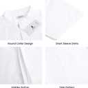 JEKAOYI Mens Casual Linen Button Down Short Sleeve Shirts Beach Summer Spread Collar Pocket Tops (White, XXXL)