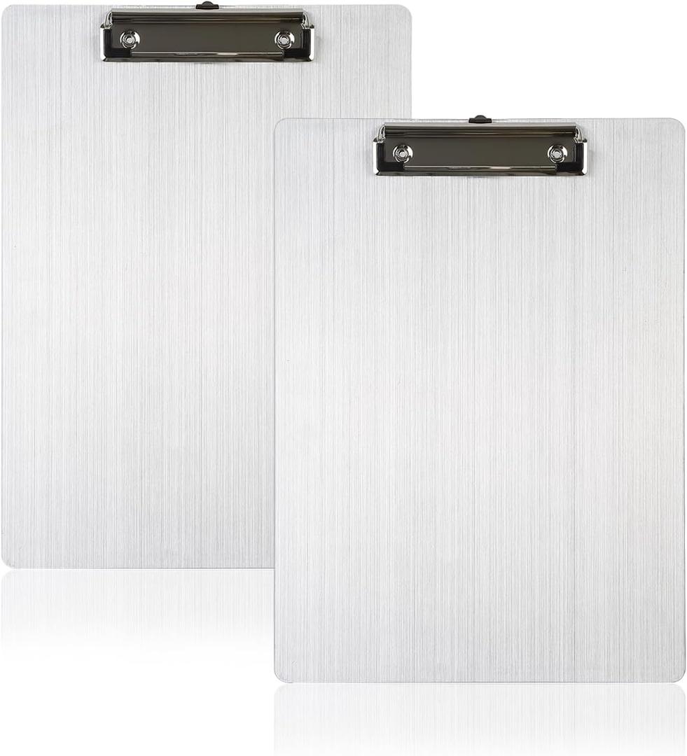 2 Pack Aluminum Clipboard 12.5 x 9 Inch Heavy Duty Metal Clip Board with Low Profile Clip A4 Letter Size Clipboard for Office School Medical Jobsite Laboratory