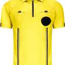 CUTIEHON Soccer Referee Jersey, Short Sleeve Official Pro Referee Shirt, Featuring a Badge Holder & Pockets (Yellow), XS