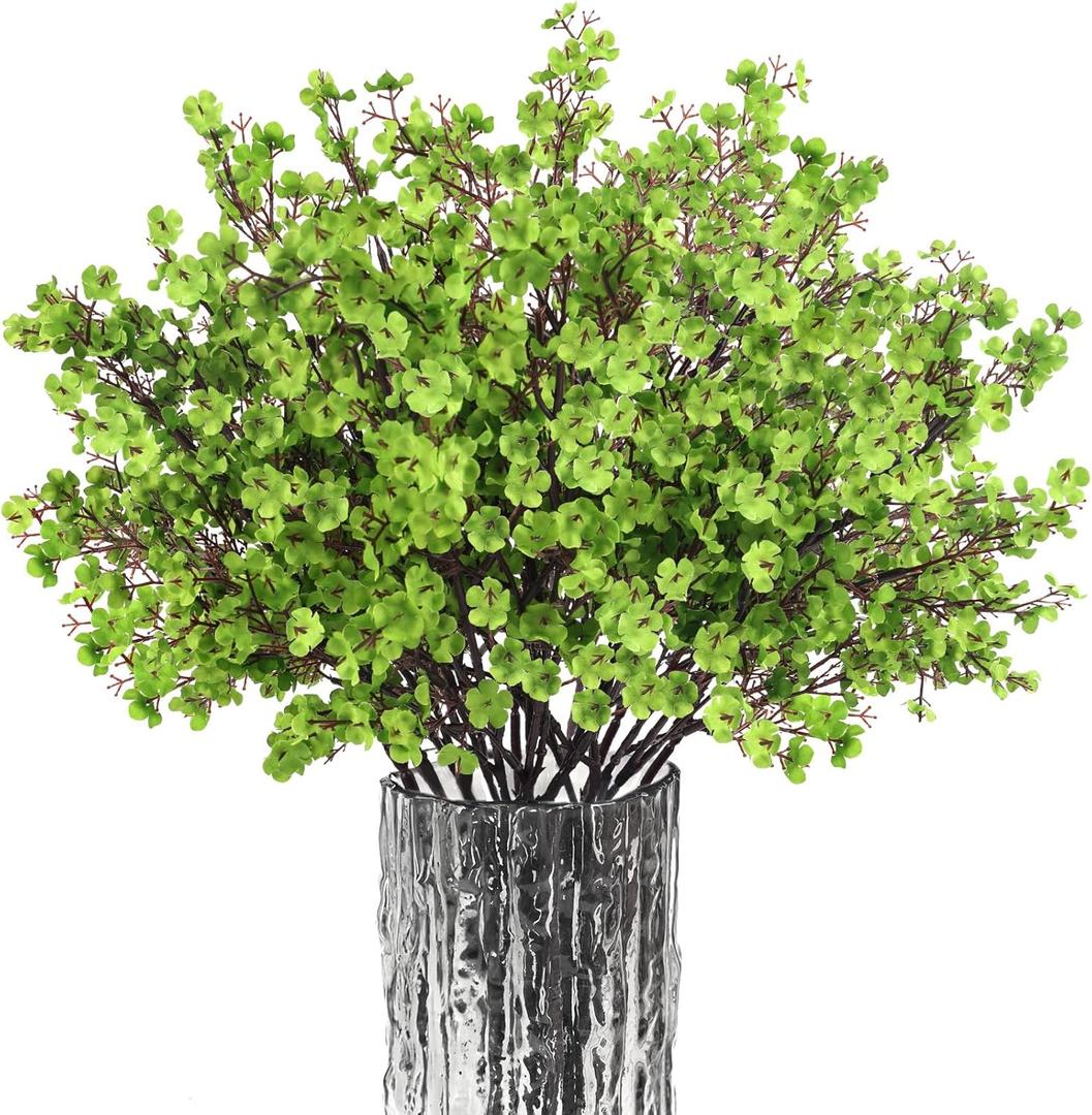 Babys Breath Artificial Flowers, 16 Bundles Green Real Touch Fake Flowers Silk Flowers Bulk for Vase Home Office Wedding Spring Indoor Outdoor Centerpiece Table Party Decorations (16 Bundles, Green)