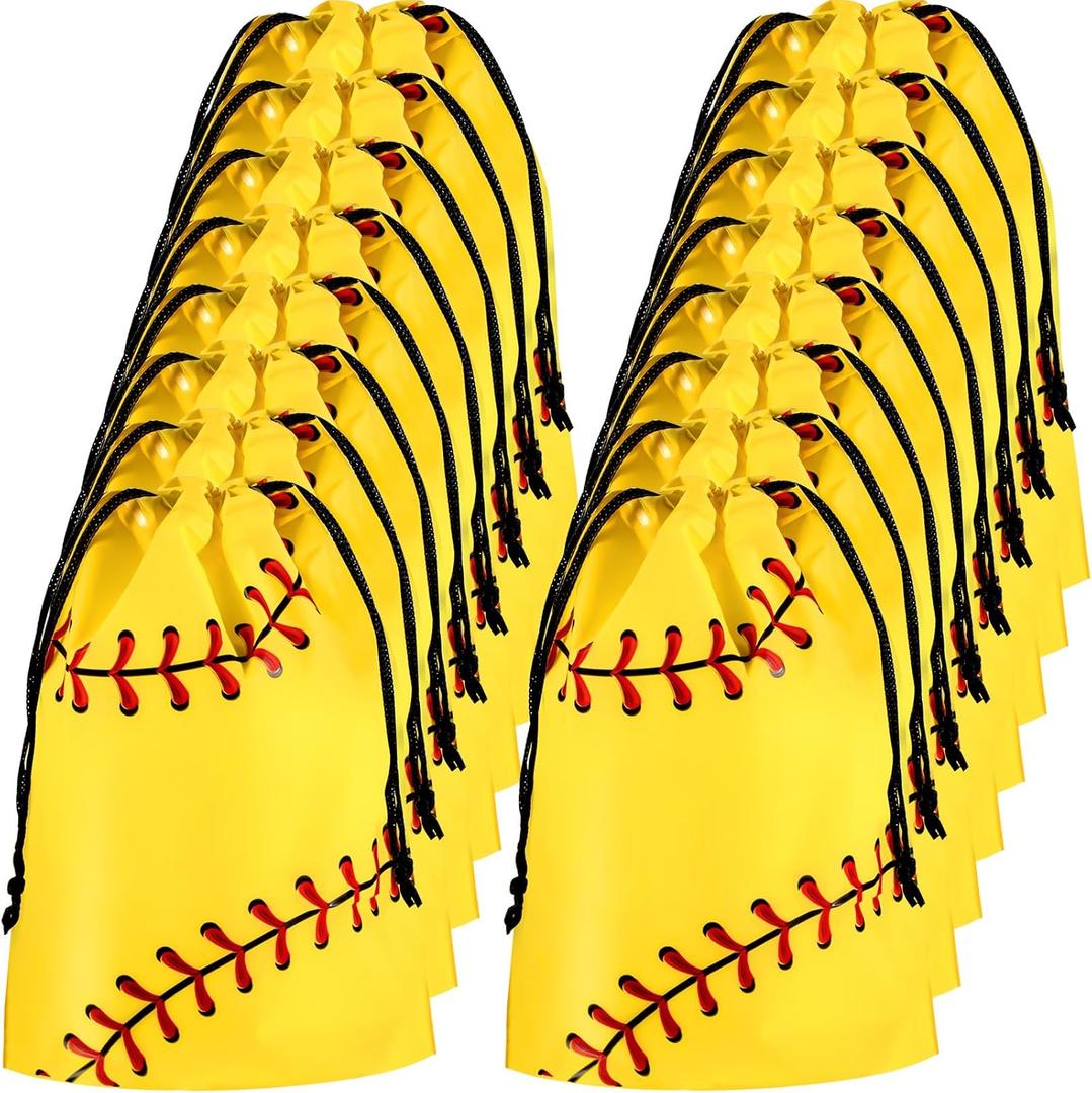 Silkfly 50 Pack Softball Snack Drawstring Bags Small Snack Plastic Goodie Gift Bags Party Favor for Sport Party Supplies, 8 x 10 Inch