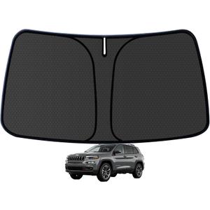 Cherokee Windshield Sun Shade for Jeep Cherokee 2014-2024 (NOT for Grand Cherokee) Blocks UV Rays Accessories,1:1 Custom Foldable Wear-Resistant Front Window Sunshade Visor,Keeps Your Car Cooler
